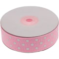 Miniatyrbillede 2 af 4: Polka Dot Trykte Grosgrain Bånd, Hvide Polka Dot Farvede Grosgrain Bånd til Gaveindpakning og Håndværk (Pink)