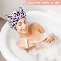 Miniatyrbilde 5 av 5: Dusjhette for kvinner - Vanntett gjenbrukbar dusjhette justerbar knute svømmehette med elastisk bånd for damer jenter bading spa (rosa leopard)