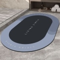 Miniatyrbillede 2 af 5: Grå 30x40cm bademåtte vandabsorberende diatoméjord bademåtte gummi bagside skridsikker badeværelse tæppe firkantet kølig tynd vask indvendig dør