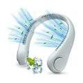 Miniatyrbillede 1 af 5: Bærbar halsventilator, USB-ventilator, Håndfri bladløs ventilator, 3 hastigheder, 360° justerbar støjsvag ventilator til kontor, hjem, rejser (Hvid)