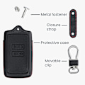 Pikkukuva 4 / 5: Renault Smart Key 4-painikkeinen yhteensopiva kuori (vain Keyless Go) - Musta-punainen - Aito nahkainen avaimen kuori avaimenperällä