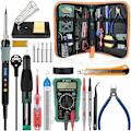 Miniatyrbild 1 av 5: Lödkolvar 18 Delar Lödkolvsset, 60W Elektrisk Lödkolv Kit med 5 Spetsar, Justerbar Temperatur, Digital Multimeter, Ställ, Lödkolvstråd