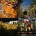 Miniatyrbilde 3 av 5: Solcelledrivne lysslynger utendørs, 20M 200 LED solcelledrivne lysslynger innendørs vanntett 8 moduser lys dekorative lys for hage uteplass trær gjer hjem Chr