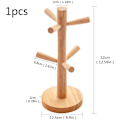 Miniatyrbillede 2 af 5: Træ krus træ krus holder krus stativ bordplade holder træ kop holder opbevaring arrangør display stativ køkkenartikler til te kaffekop krus kroge (6 C