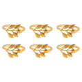 Miniatyrbilde 1 av 3: 6 stk/pakke Hotel Rings Holder Blader Spenne Jul Bryllupsfest Gull Middagsbord Dekorasjon