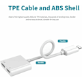 Miniatyrbillede 3 af 5: 4-i-1 hovedtelefonadapter til iPhone, [Apple MFI-certificeret] iPhone-distributør med to Lightning-musikporte, opladning, opkaldsstyring af ledningskonverter C