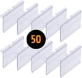 Kit 50 prislappar för T-krokar. Etikett 42 x 60 mm. Transparent. Prislappshållare