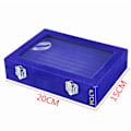 Miniatyrbillede 5 af 5: Slots Fløjls Glas Ringe Øreringe Smykker Display Opbevaringsboks Holder Organiser Bakke Etui