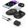 Miniatyrbilde 1 av 4: Magnetisk trådløs lader, sammenleggbar trådløs lader 3 i 1 multienhets ladestasjon, iPhone 14 13 12 serie reiselader