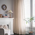 Pikkukuva 4 / 5: Boho-tyyliset puuvilla- ja pellavakankaasta valmistetut verhot, himmeät, beige, 150 x 240 cm, ontto koukku, valmistettu polyesteristä ja pellavasta