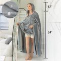 Miniatyrbillede 5 af 5: Vinterbærbar bærbart tæppe, kvinders ekstra store hættede tæppe, blødt plyssetæppe, varmt plysset uld mikrofiber, lysegrå