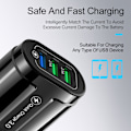 Miniatyrbilde 3 av 5: QC3.0 3USB Europe-standard hurtiglader for mobiltelefon - smart reiselader oval multifunksjons ladekabel