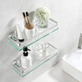 Miniatyrbilde 5 av 5: Baderomshylle, Glasshylle for vegg, Aluminium, 8 mm tykkelse, Herdet glass, Rektangulær, Sølv, Sett med 2, A4126A-P2 (30cm)