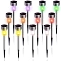 Miniatyrbillede 1 af 4: Havedekoration Lys LED Solcelle Have Lys 12stk Rustfrit Stål Vandtæt Solcelle Lampe Ideel til Udendørs, Terrasse, Plæne, Have, Haver og Gangstier,