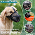 Miniatyrbillede 4 af 5: Hunde snude med afrundet net, åndbar snude til små, mellemstore og store hunde, forhindrer spisning, bid og tygning (S, sort)