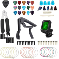 Miniatyrbild 1 av 5: Gitarrtillbehörskit med capo, 3-i-1 plektrumverktyg, plektrum, fingerskydd, tumplektrum, gitarrstallpinne (Set 1)