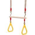 Miniatyrbillede 1 af 5: Trapezgynge i træ med gymnastikringportico til børn, kælkeleg indendørs udendørs have (gul)