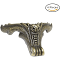 Miniatyrbilde 2 av 4: Antikk messing girkasse, 4 stk sinklegering møbler, sinklegering møbelben, sinklegering møbelhjørne, for skrivebords smykkeskrin (bronz