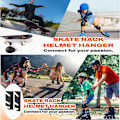 Miniatyrbillede 4 af 4: 2 stk. vægstøtte til skateboarding - Dobbelt væghylde - Med opbevaringskroge - til Longboard, Snowboard, Skateboard
