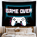 Miniatyrbillede 2 af 4: 200 x 150 cm Dekorativt Vægtæppe til Soveværelse - Game Over Controller Skærm - Stof Tapet - Æstetisk Vægtæppe - Panorama Dekoration