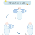 Miniatyrbild 5 av 5: 3 x Baby Swaddlers 0-3 månader (grå set) med huva bomull justerbar baby swaddle bag för baby pojke
