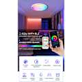Miniatyrbilde 4 av 5: RGBCW taklampe med justerbar fargeintensitet med Bluetooth-fjernkontroll og applikasjon, intelligent stemmestyring, rund taklampe fo
