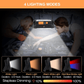 Miniatyrbilde 3 av 5: Oppladbar LED-flomlys, 80W byggeplasslampe, bærbar arbeidslampe 200 LED/solpanel/4 lysmoduser/eksternt batteri 6000mAh, I