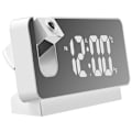 Miniatyrbild 2 av 5: Rumsprojektion för sovrum, digital radio-väckarklocka och USB-laddningsportar, 180° roterande projektor, dubbellarm, snooze, ljus LED-display digi