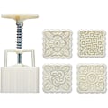 Miniatyrbillede 1 af 5: Månekageform, 5 stk. orientalsk bageform, firkantet blomstermønster håndtryksmånekageform 100g, tilpasset kagestempel kagedekoration bagning -
