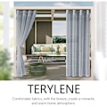 Miniatyrbilde 3 av 5: Sett med 2 enkle og vanntette moderne gardiner i en ensfarget Trilon transparent perforert for sol- og UV-beskyttelse