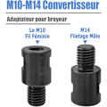 Miniatyrbillede 2 af 5: 2 stk. adaptere M10 hungevind med m14 hangevind konverter M10 til m14 hungevind adapter M10 til m14 han til vinkelsliber elektrisk værktøj