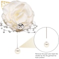 Miniatyrbillede 3 af 5: Hvid - 2 stk. håndleds corsage bryllup corsage perle armbånd rhinestone rød rose kunstig blomst håndleds corsage brudepige blomst bryllup armbånd