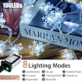Miniatyrbild 2 av 4: 80 LED julsnöflingor, 32 fot snöflinga ljusslinga inomhus, 8 lägen plug in jul ljusslinga, vattentät julbelysning för Chr
