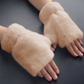 Miniatyrbillede 4 af 5: Dame Vinter Fingerless Komfortable Pels Varme Halv Finger Handsker Hånd Slid Blød Faux Pels Varme Vinter Kørsel Skrivning Handsker Julegave