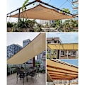Miniatyrbillede 4 af 5: Rektangulær skyggefilet, lys udvendig lysskyggestof til markise/pool/garage, skyggestof med resistente øjer, beige, 3x7m