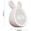 Miniatyrbild 4 av 5: Väckarklocka för barn, söt kanin digital klocka med LED nattlampa 6 ringsignal sömn träningsklocka, sovrum rese väckarklocka (Färg: Rosa)