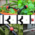 Miniatyrbillede 3 af 5: 100 stk. 1/4 tommer justerbare vandingssprinklere til mikrodråbevandingssystem, anti-tilstopningsemitterdrypper, røde haveartikler (1/4 tommer drypirr