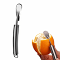 Miniatyrbild 1 av 3: Apelsin Citrus Skalare Rostfritt Stål Slicer Cutter Peeler Remover Öppnare Humaniserad Design Böjd Handtag Fruktverktyg Köksredskap