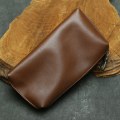 Miniatyrbillede 5 af 5: Kaffe farve-Ny mænd ægte læder håndholder taske ultra blød hovedlag kohud lang pung elegant enkel kohud mobiltelefon taske