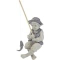 Miniatyrbilde 3 av 4: Fiskerstatue for hagen, 38 cm, polyresin, to-farget stein