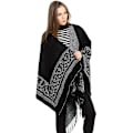 Miniatyrbillede 4 af 5: Poncho Sjal Elegant Varmt Åbent Til Kvadrat Efterår Vinter Kvinde