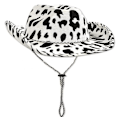 Miniatyrbillede 2 af 4: Cowboy Hat Sjov Ko Print Hat Unisex Sort og Hvid Cowboy Hat