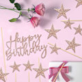 Miniatyrbilde 4 av 5: Gull bursdagskakepynt (rosa gull), 2 sett bursdagskakepynt for barn jenter gutter kvinner mann, Happy Birthday stjerner cupcake toppers for dekorasjon