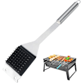 Miniatyrbilde 1 av 4: 1 stk. grillbørste og skrape i rustfritt stål for grill med luksushåndtak, rengjøringsbørste for grill, gassgrill, alle griller.