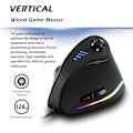 Miniatyrbillede 2 af 5: Mus, Ergonomisk USB-kablet vertikal mus med [5 D Rocker] [10000 DPI] [11 programmerbare knapper], RGB Gaming Mus til Gamer/PC/Laptop/Computer