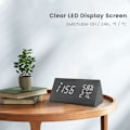 Miniatyrbild 3 av 5: Digital väckarklocka, Trä Digital Klocka med Justerbar Ljusstyrka, Snooze-funktion, Temperatur, Luftfuktighet, Digital Klocka för /Kontor