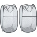 Miniatyrbillede 1 af 5: Vasketøjskurv [Sæt med 2] Foldbar linned Pop Up Linned Ricks Dripe Lsen Taske foldbar Vasketøjskurv med håndtag, grå