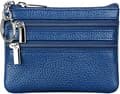 Dam lädermyntväska Mini Pouch Växelplånbok med nyckelring, Blå