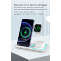 Miniatyrbillede 2 af 3: Trådløs oplader, 3 i 1 kompatibel med iPhone 14, 13, 12, 11/XS Max/XR, iWatch Ultra/8/7/6/SE/5/4/3/2, Samsung Galaxy og AirPods 3 /2/pro (hvid)