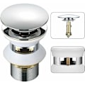 Miniatyrbilde 1 av 5: Universal Vaskavløp med Overløp Pop-Up Automatisk Trykk Åpen Klikk Klakk for Baderom 1-1/4 tommer Krom Messing